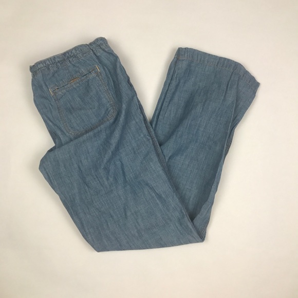 denim drawstring pants womens